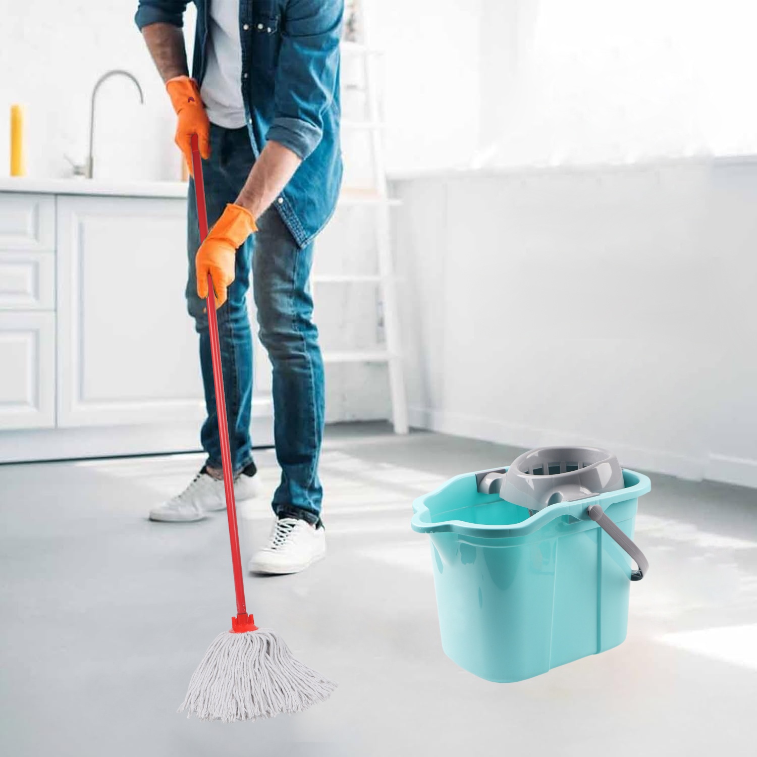 Mop de microfibre et vadrouille en coton