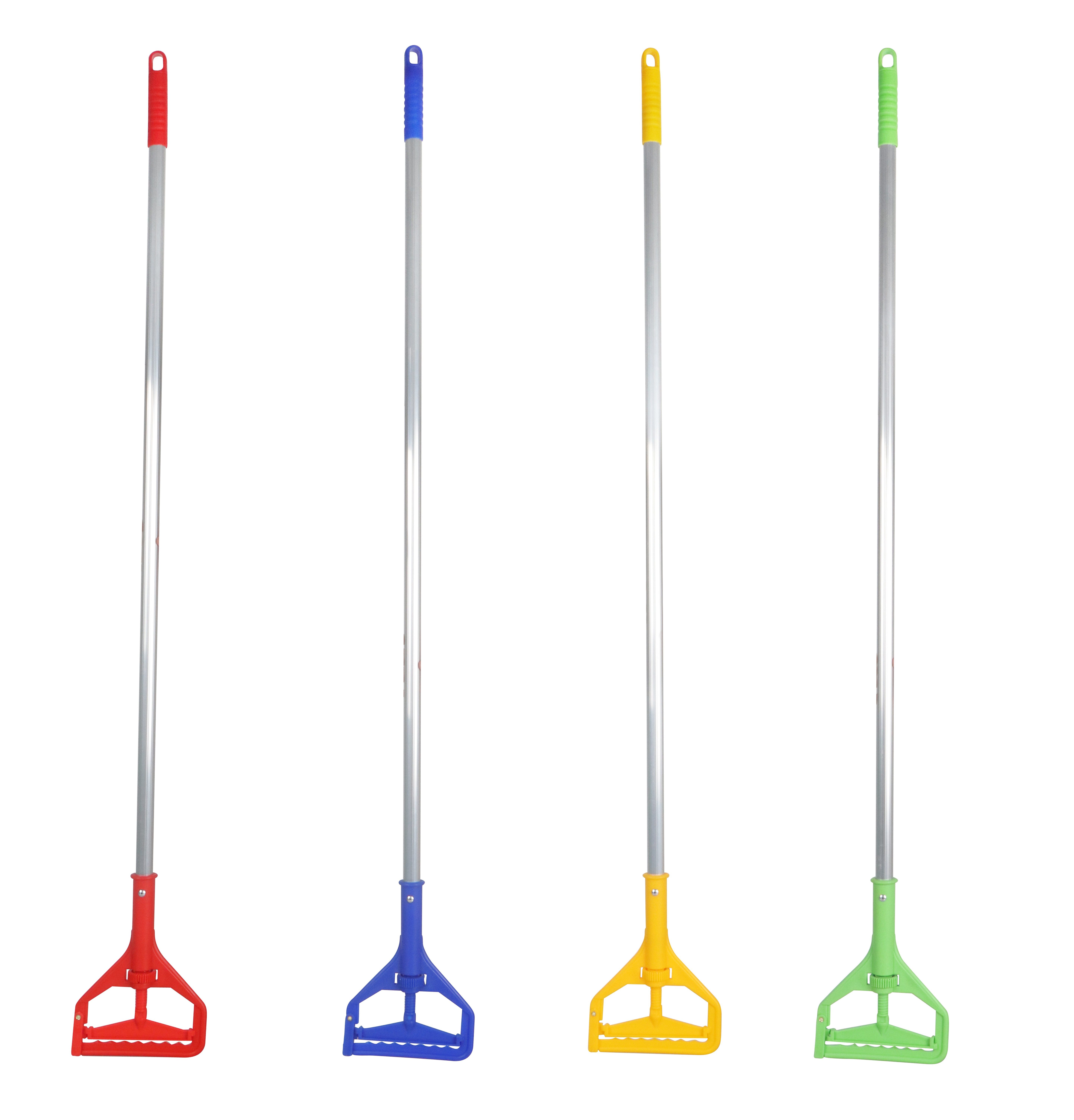 Bâton de vadrouille en aluminium à code couleur pour têtes de vadrouille en coton de style clip