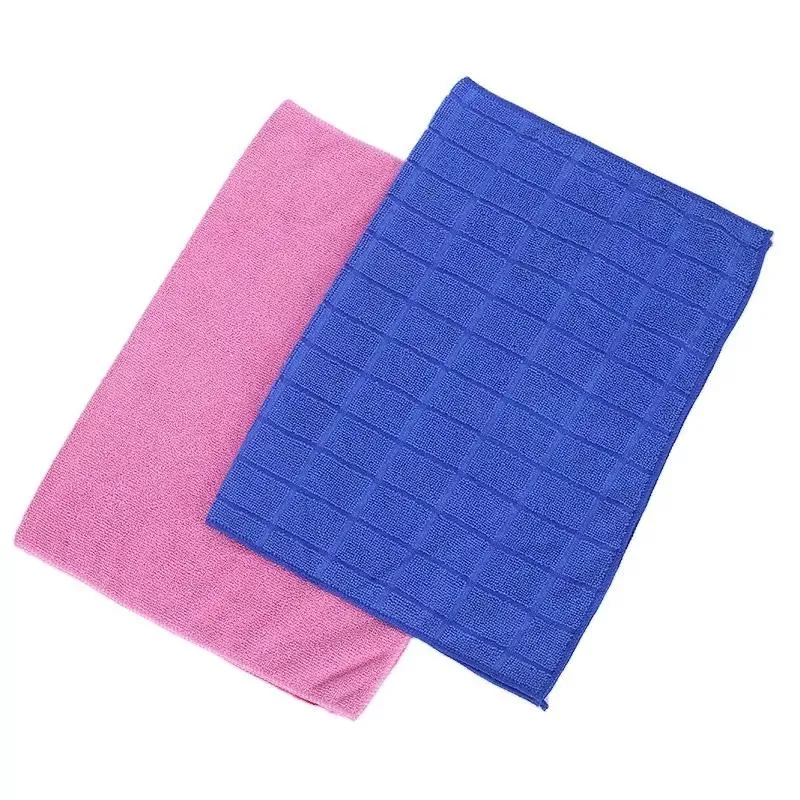 Serviette en microfibre à carreaux bleu