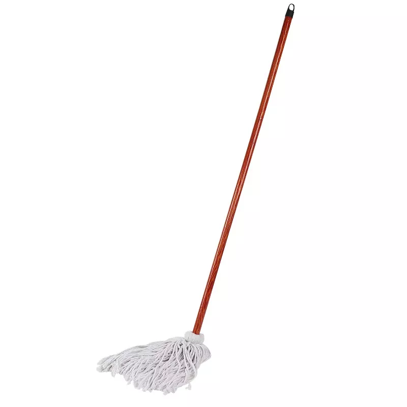 Mop humide en coton avec poignée en bois