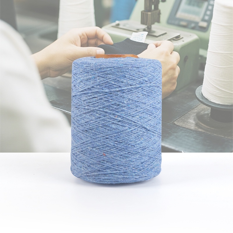 Fil de coton mélangé bleu recyclé