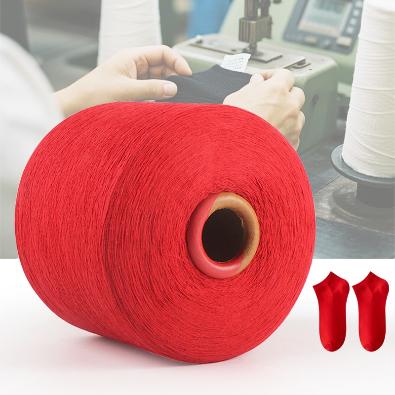 Fil de coton mélangé filé rouge recyclé