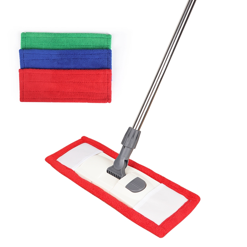 Mop plate en velours corallien télescopique